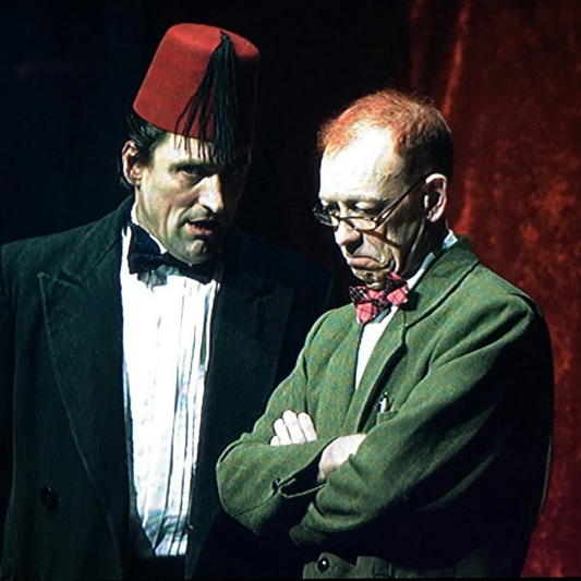 Gareth on stage playing Miff Ferrie (Tommy Cooper's manager) alongside Daniel Taylor as Tommy in "The Tommy Cooper Show" 2017